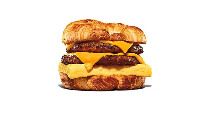 Burger King Breakfast Menu 2025 - Full Items & Nutrition 6 Double Sausage, Egg & Cheese Croissan’wich