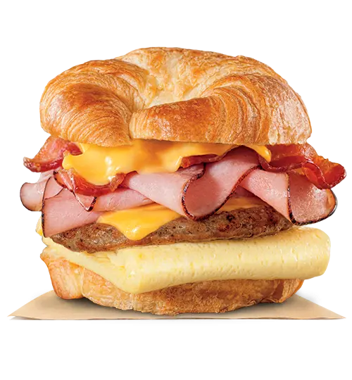 Burger King Breakfast Menu 2025 - Full Items & Nutrition 7 Fully Loaded Croissan’wich (with sausage, bacon & ham)