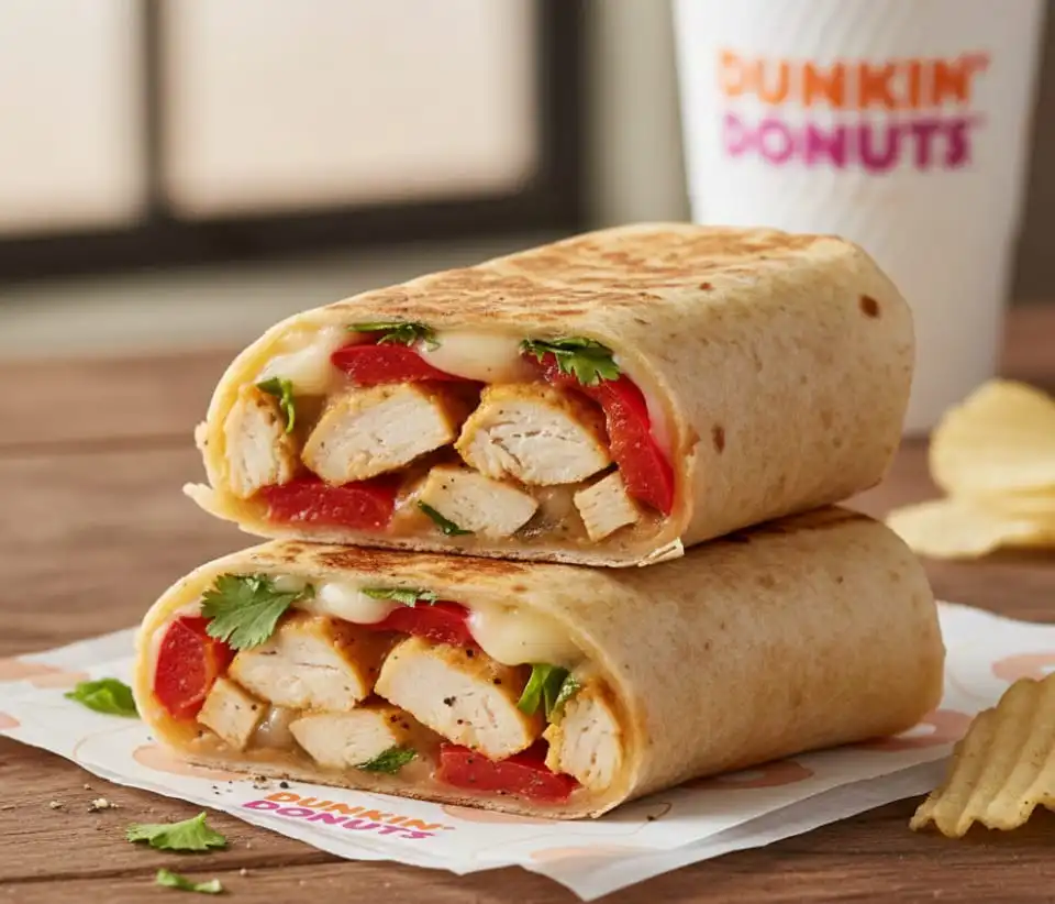 Dunkin Donut Breakfast Menu: Best Sandwiches Donuts & Drinks 15 Dunkin' Wrap Chicken & Roasted Pepper