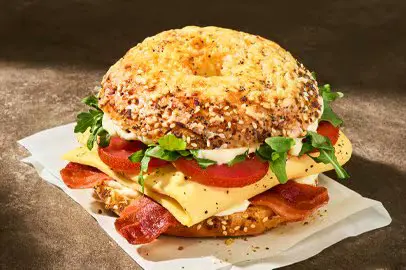 Wake-Up BLT Asiago Everything Bagel Stack
