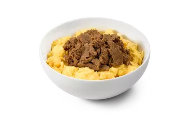 Scrambled Eggs with Beef Steak