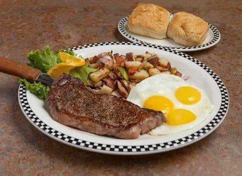USDA Choice 10 oz New York Steak & Eggs